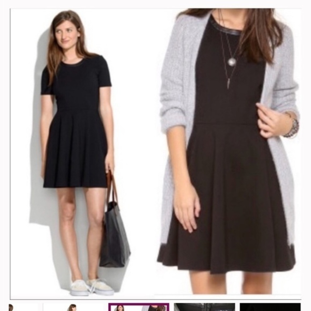 Madewell -a line dress with faux leather collar - XS